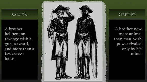 Tide Wars character sheets for Saluda and Gretho
